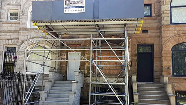 Commercial Supported Scaffold over Doorway in Chicago